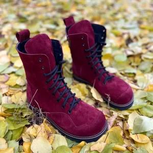 Pastel Leather Combat Boots Women Handmade Two Tone