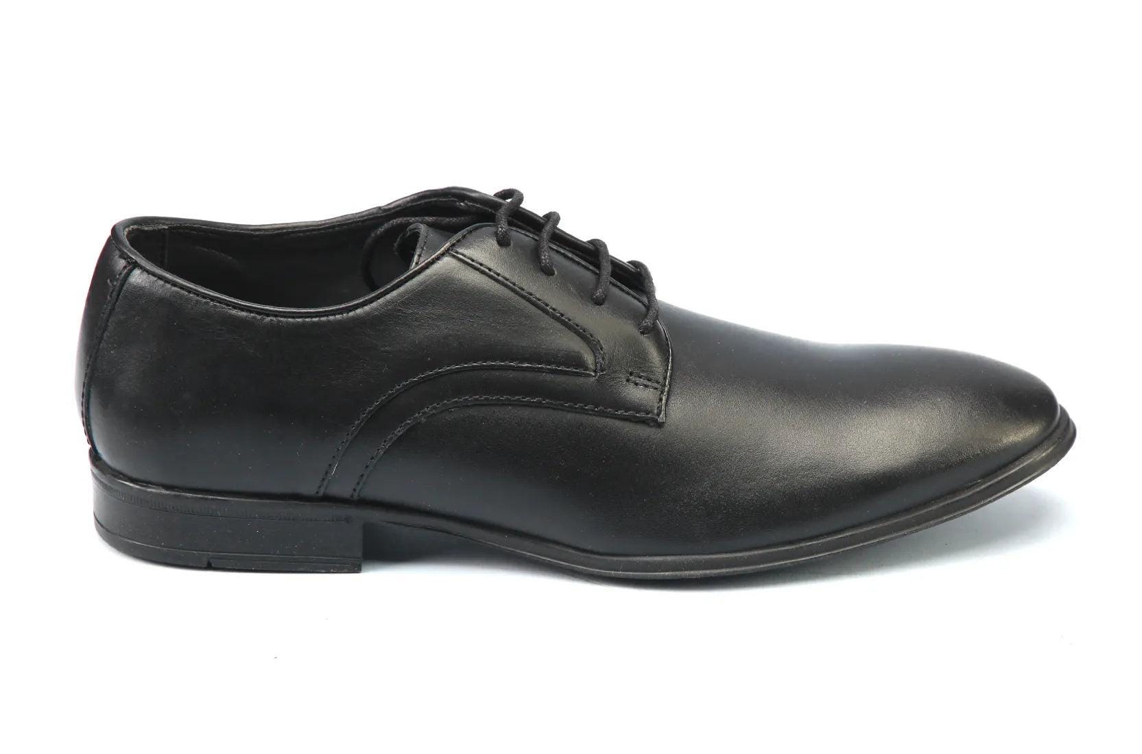 Men's Formal Black Leather Laceup Shoe With Bella